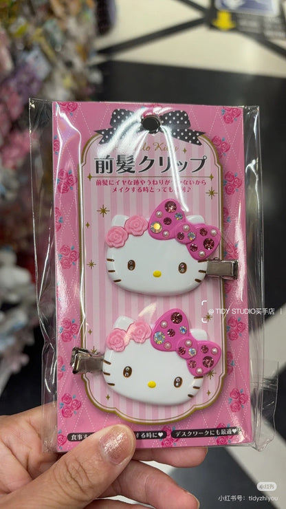 Sanrio｜ Bangs Clip Deluxe华丽水钻脸型刘海夹/发夹/1对入｜约5.3×1×4cm