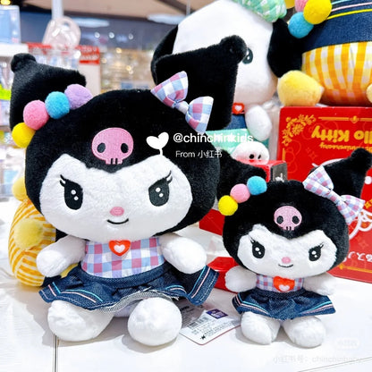 Sanrio｜Gingham Denim Mascot Holder /Plush Keychain｜14×10.5×7.5cm approx.