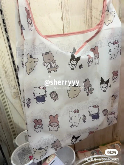 Sanrio｜White Tiger and Black Tiger Prawn Character Foldable Eco Bag｜H350 x W320mm approx.