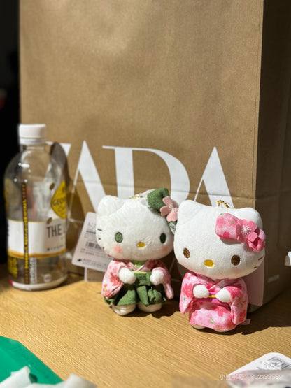 Sanrio三丽鸥｜Mascot Holder/ Matcha Sakura Kimono抹茶和服系列毛绒玩偶挂件/包挂｜约90×120×60mm