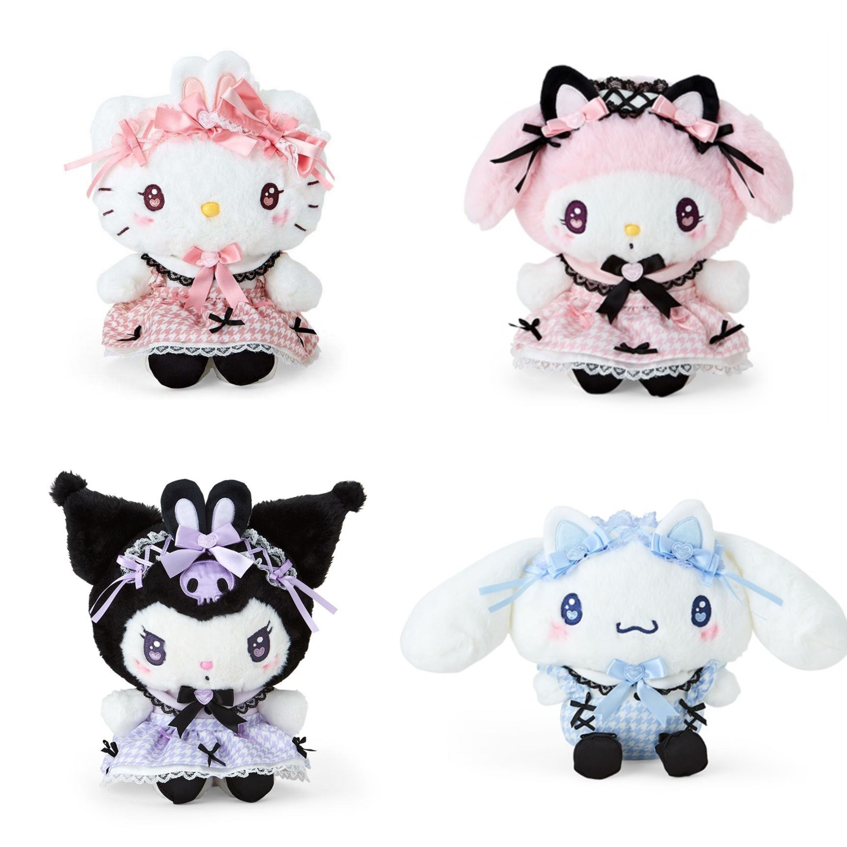 Sanrio三丽鸥｜ Dream Ribbon Plush Toy梦幻蕾丝蝴蝶结千鸟格女仆地雷系毛绒玩偶/公仔｜约 W17.5×D14×H24cm