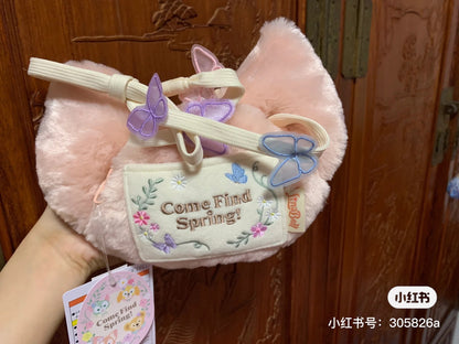 Disney迪士尼｜2024东迪春日复活节限定贝儿大头包/肩带上有蝴蝶/背面刺绣卡位也超美｜约19*20cm/肩带约100cm