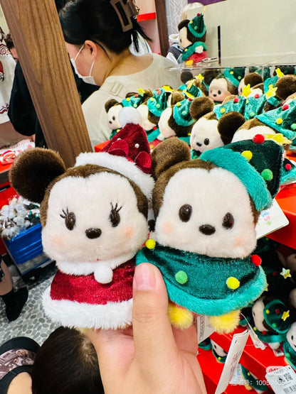 Disney迪士尼｜Christmas Mickey/Minnie Mouse Plush Toy Japan Christmas 2024东迪冬日圣诞限定系列豆豆眼米奇/米妮毛绒玩偶｜约13.5×10×7.5cm