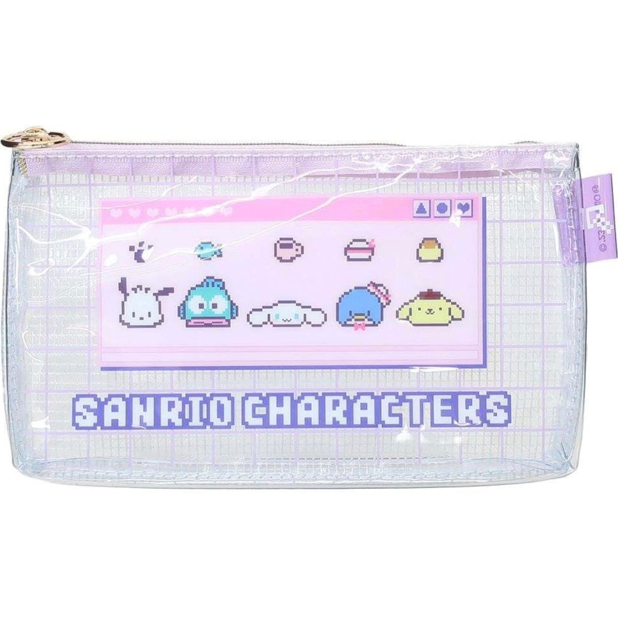 Sanrio｜透明pvc像素画/马赛克游戏角色图案化妆包/收纳包｜约20×2.3×12cm