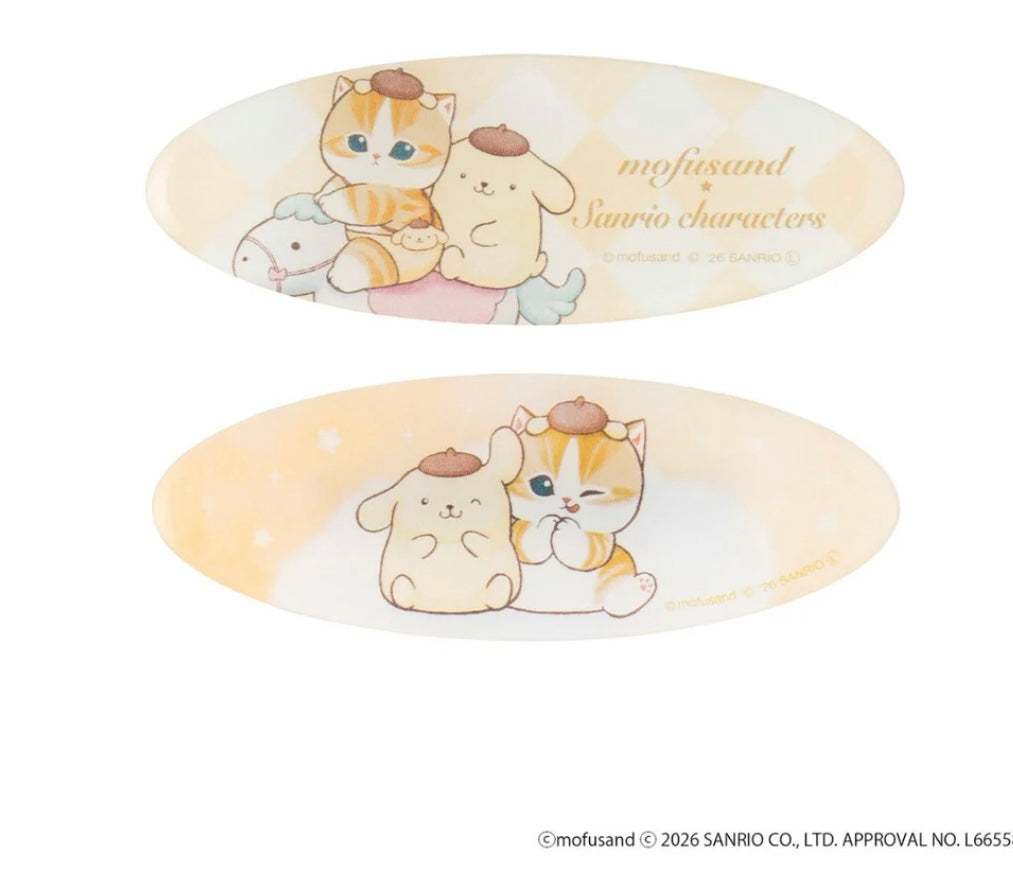 Mofusand｜ Sanrio Characters Oval Hair Clip Set｜H26×W71mm approx.
