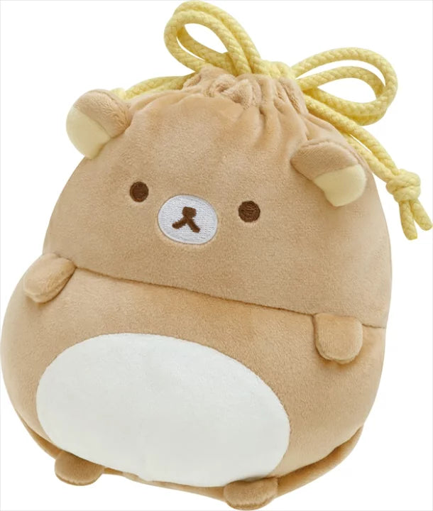 Rilakkuma轻松熊｜肥美大肚腩系列巾着/束口袋/圆滚滚的肚肚像慢回弹手感可捏捏｜約190×170×70mm