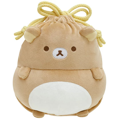 Rilakkuma轻松熊｜肥美大肚腩系列巾着/束口袋/圆滚滚的肚肚像慢回弹手感可捏捏｜約190×170×70mm