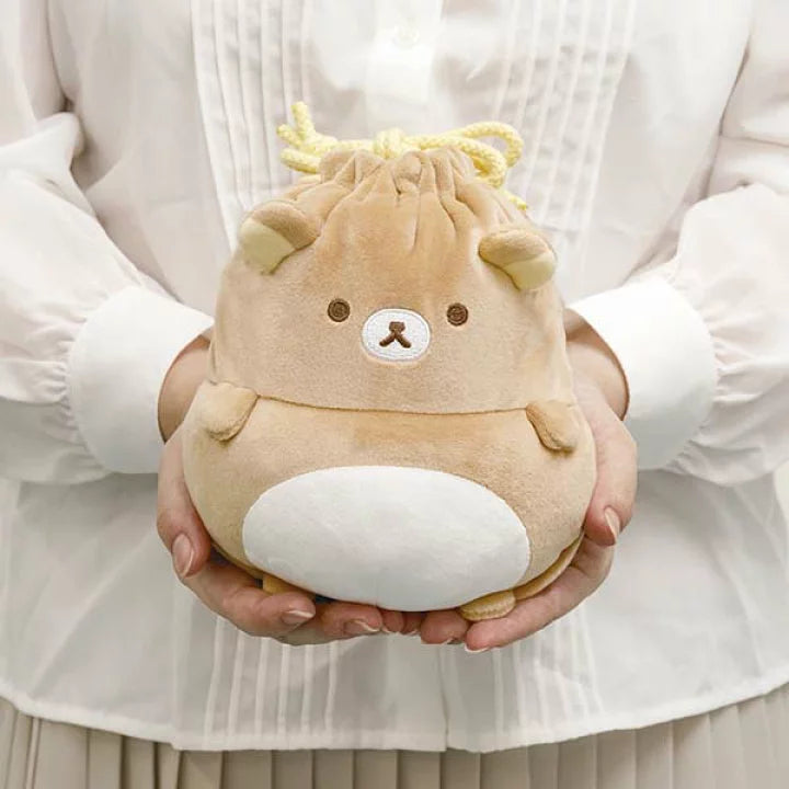 Rilakkuma轻松熊｜肥美大肚腩系列巾着/束口袋/圆滚滚的肚肚像慢回弹手感可捏捏｜約190×170×70mm