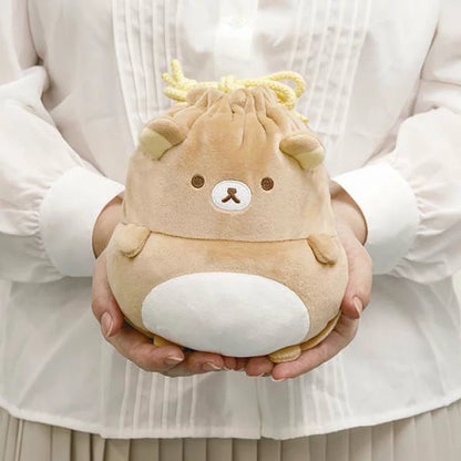 Rilakkuma轻松熊｜肥美大肚腩系列巾着/束口袋/圆滚滚的肚肚像慢回弹手感可捏捏｜約190×170×70mm