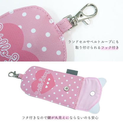 Sanrio｜Pink Ribbon Key Case with Reel｜70×125×8mm approx.