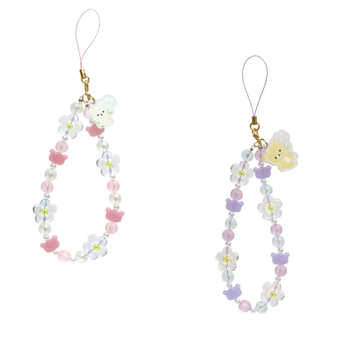 Rilakkuma｜Flower Sparkling Bead Hand Strap Phone Charm｜140×50mm approx.