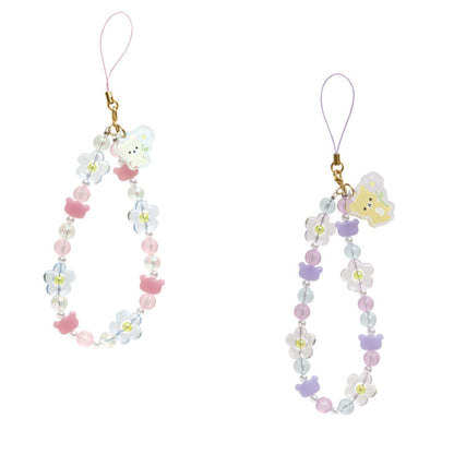 Rilakkuma｜Flower Sparkling Bead Hand Strap Phone Charm｜140×50mm approx.