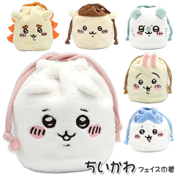 Chiikawa 吉伊卡哇|毛茸茸角色大头巾着/束口袋/防水内里|約W160×H160×D10mm