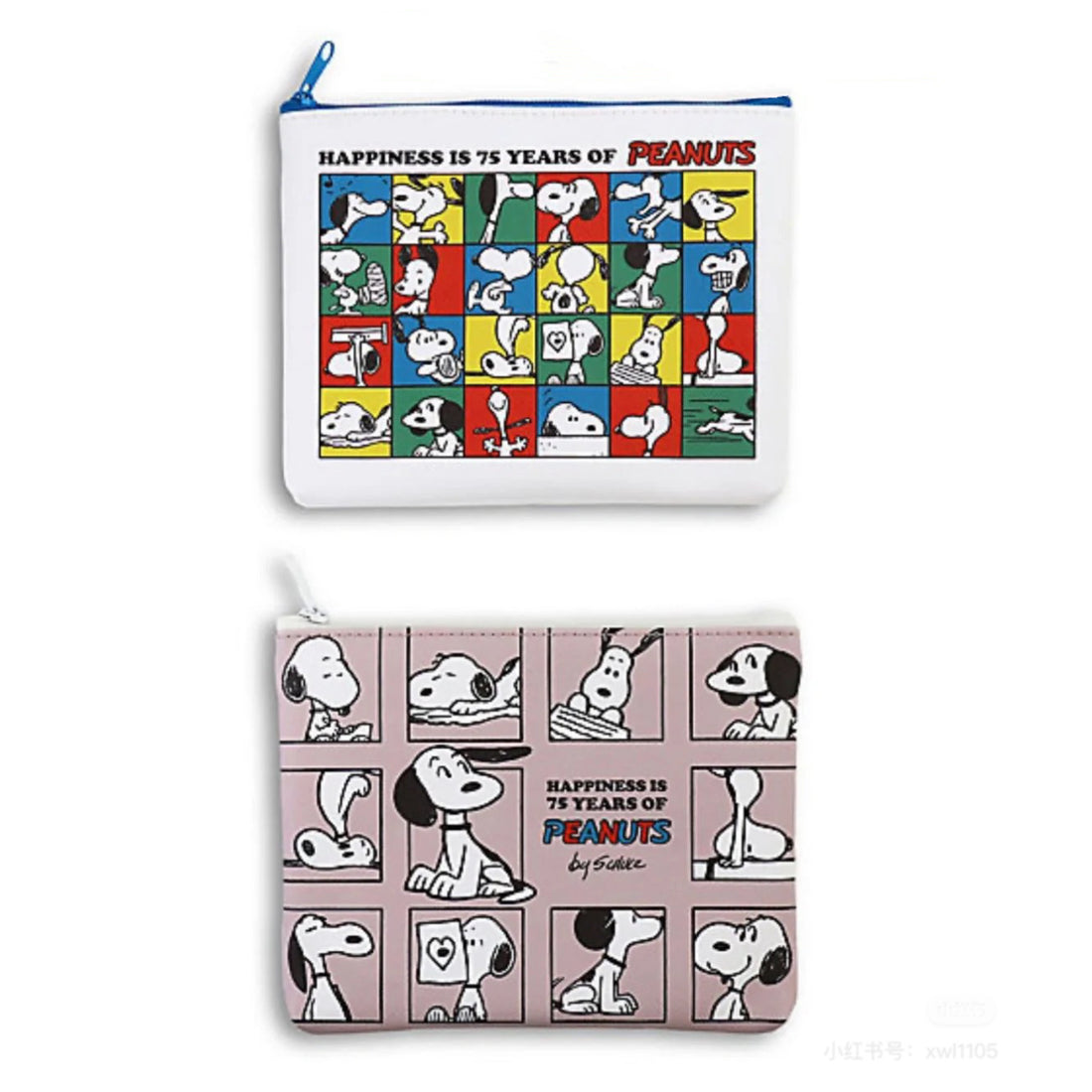 Snoopy｜PEANUTS 75th Anniversary Flat Pouch｜165 x 120 x 20 mm