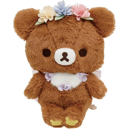 Rilakkuma轻松熊｜软软绵绵花环茶会限定公仔/玩偶/脚上有图案哟｜约170 x 140 x 100 mm