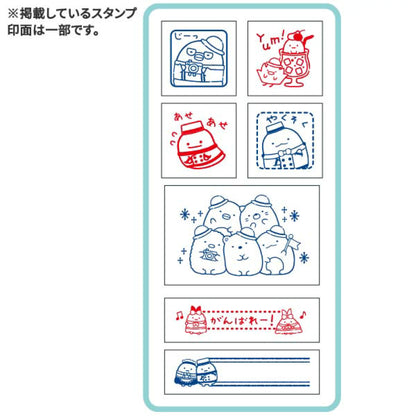 Sumikko gurashi角落生物｜旅馆职员系列富士山印章/手帐伴侣/diy礼物｜含16个印章、2个印章台