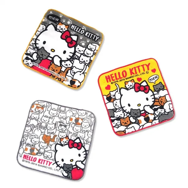 Hello kitty凯蒂猫｜可爱限定小方巾3条组｜约16*16cm