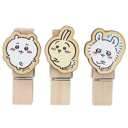 Chiikawa 吉伊卡哇｜吉伊木质感小夹子｜約45x25x14mm（3個入）