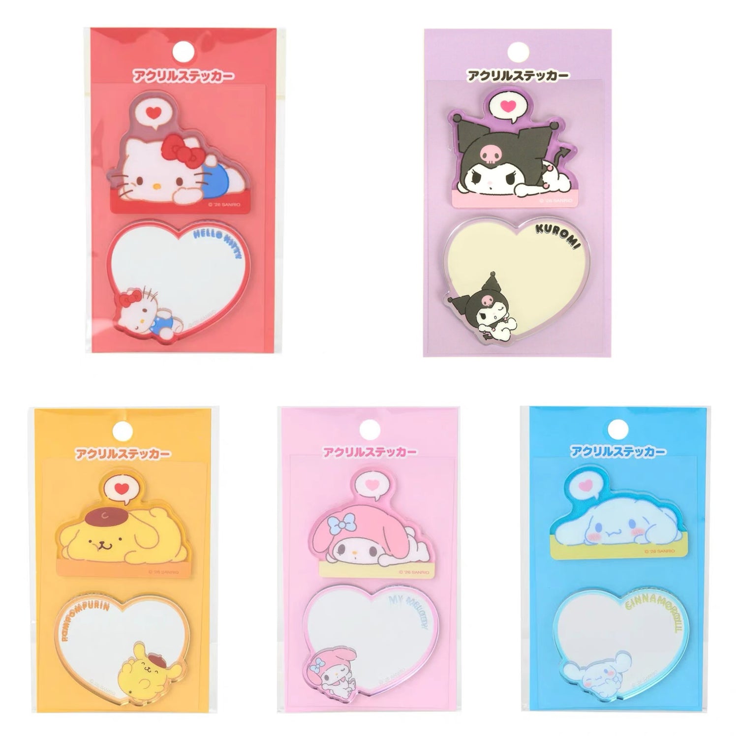 Sanrio｜Acrylic Sticker Set｜
4.8×0.3×4.5cm approx.