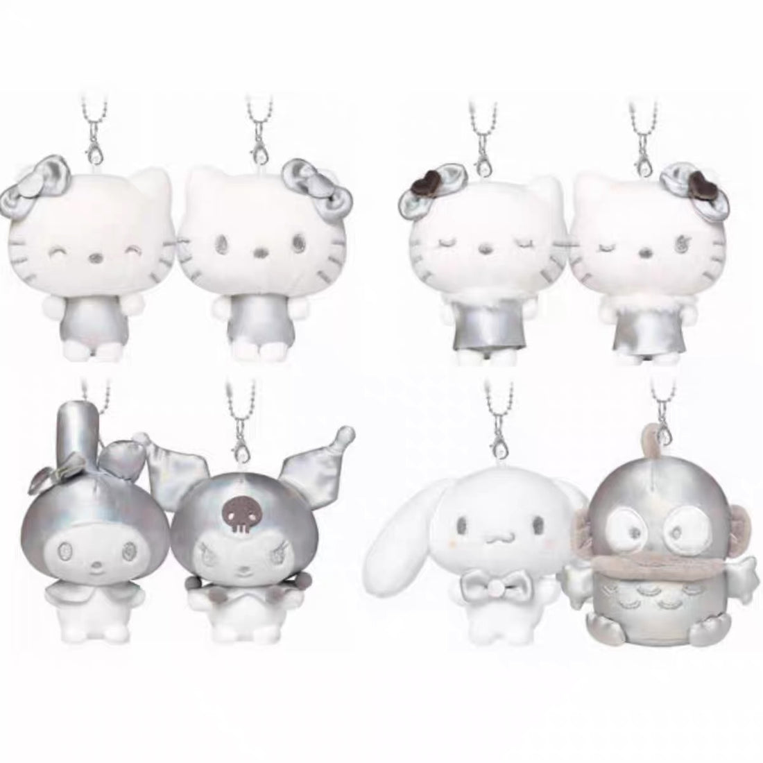 Sanrio｜Silver Nico Mascot Holder /Plush Keychain｜H180 x W160 x D60mm approx.