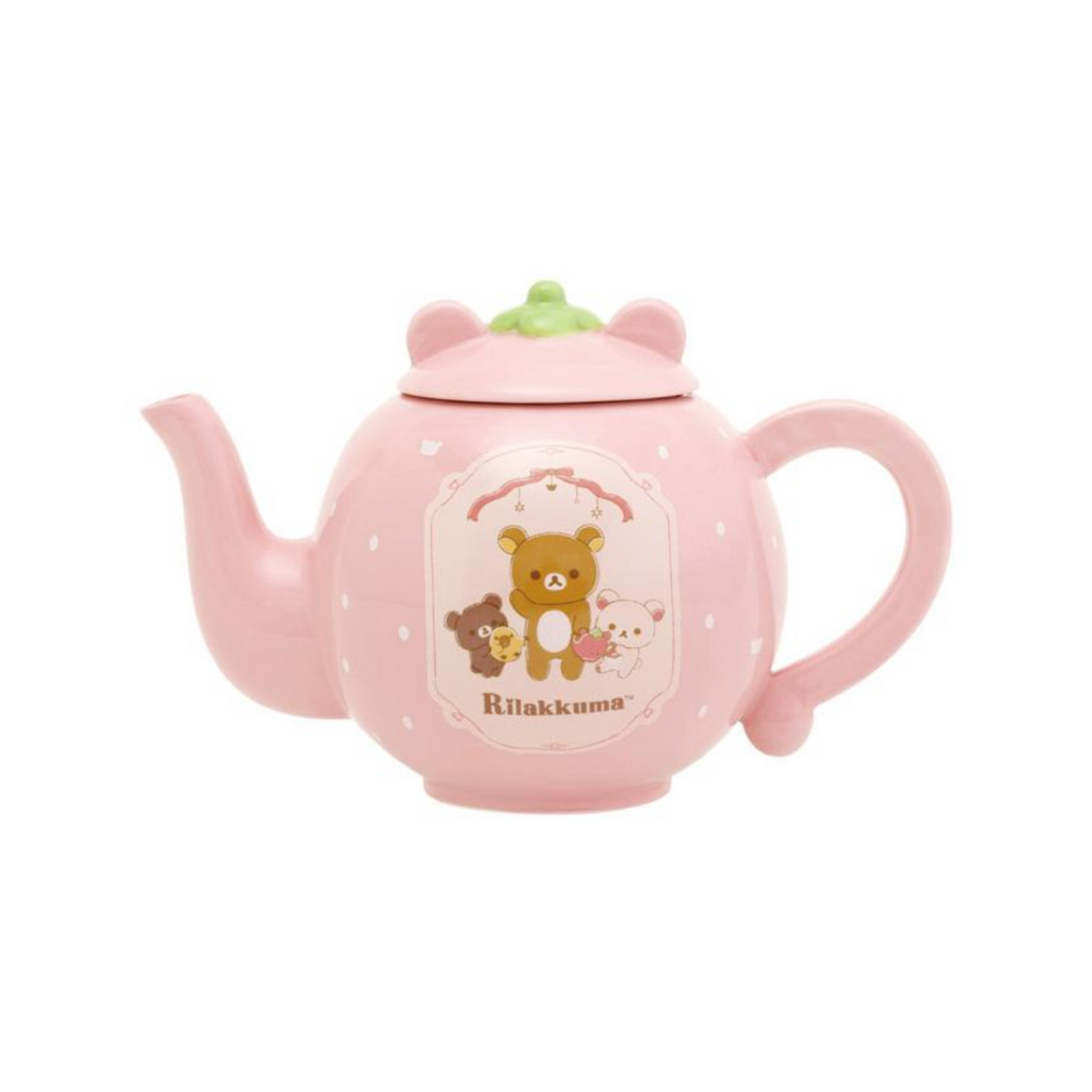 Rilakkuma轻松熊｜San-X Porcelain Teapot /Wonderful House Strawberry Pink奇妙屋草莓形状粉色陶瓷茶壶/水壶/正反面都可爱｜约128×118φ