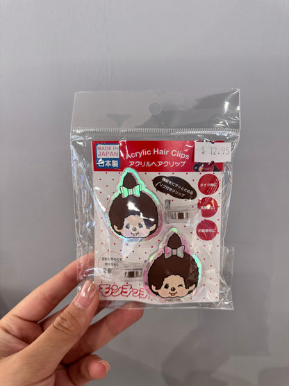 Monchhichi｜Acrylic Hair Clip Set｜H4 x W5.5 x D2cm approx.