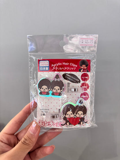 Monchhichi｜Acrylic Hair Clip Set｜H4 x W5.5 x D2cm approx.