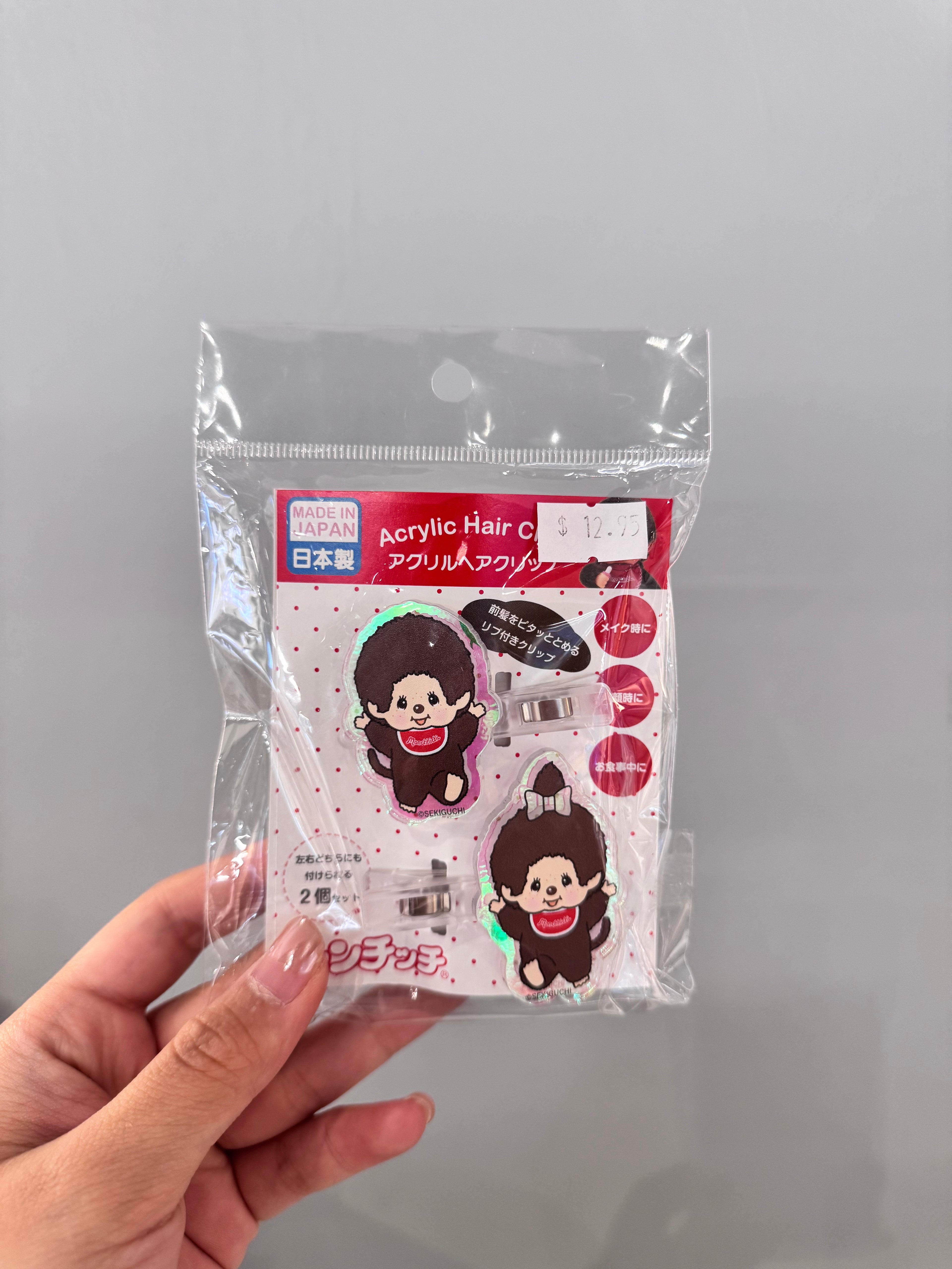Monchhichi｜Acrylic Hair Clip Set｜H4 x W5.5 x D2cm approx.
