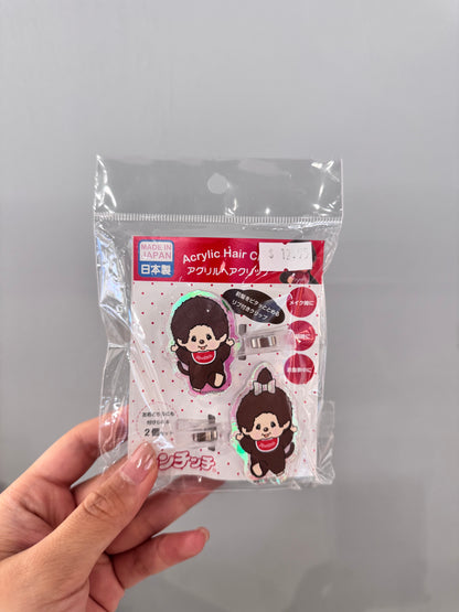 Monchhichi｜Acrylic Hair Clip Set｜H4 x W5.5 x D2cm approx.
