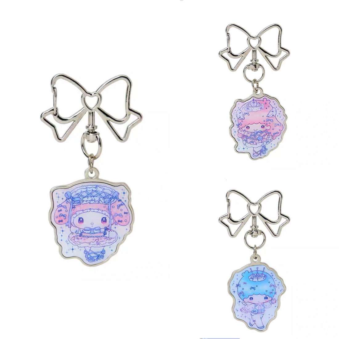 Sanrio｜MyMelody × Little Twin Stars 50th anniversary Dolly Mix Metal Keychain/Keyring｜3.2×0.2×4cm approx.