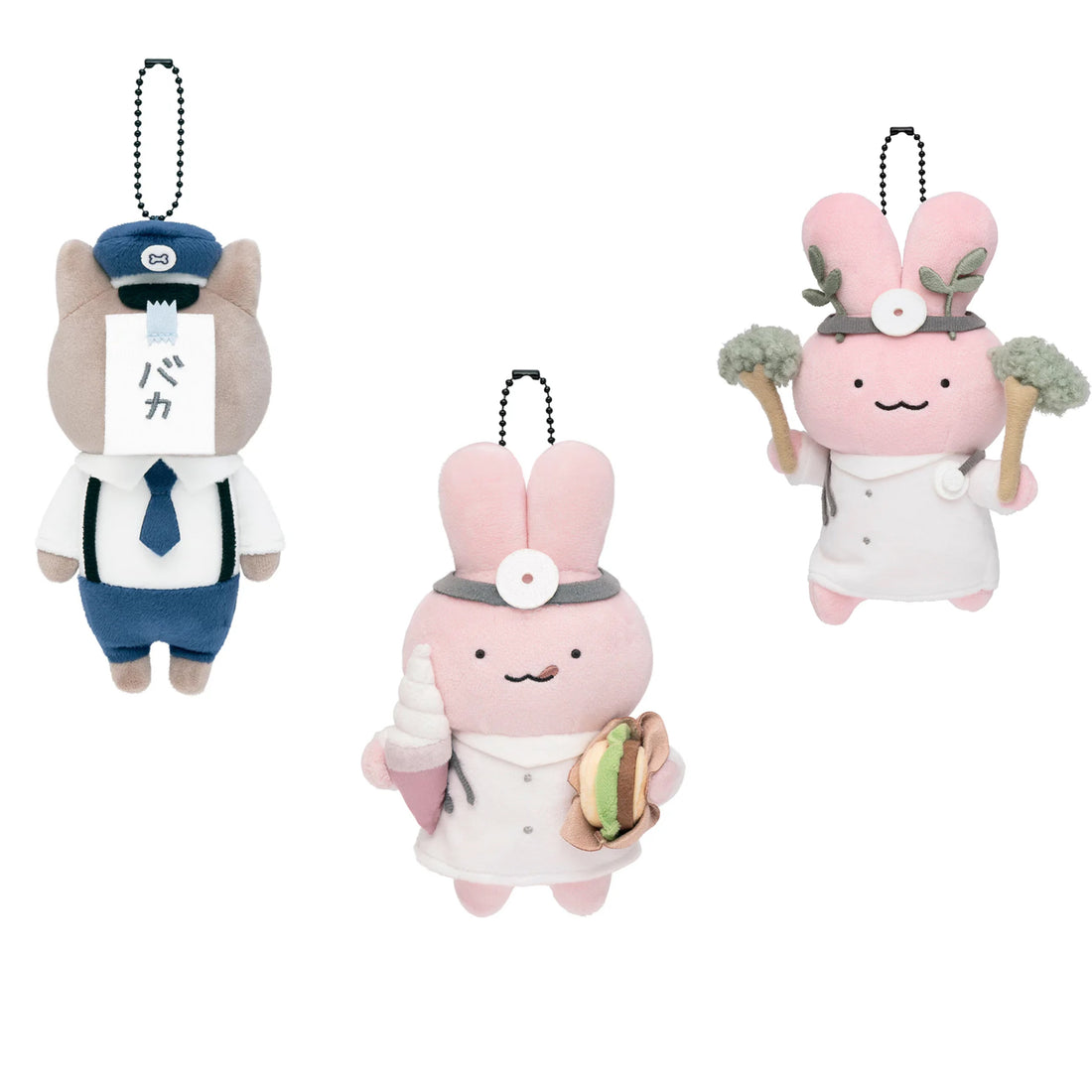 Sanrio｜White Tiger and Black Tiger Prawn Character doctor rabbit Mascot Holder /Plush Keychain｜H155×W140×D75mm approx.