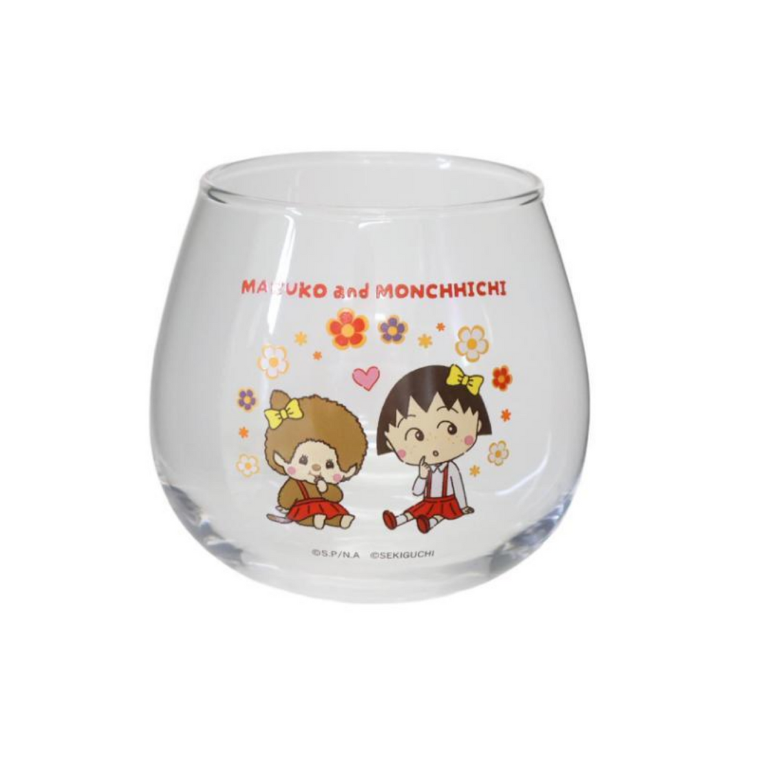 Chibi Maruko｜Monchhichi Wobbling Glass Cup｜86 x 78 mm approx.
