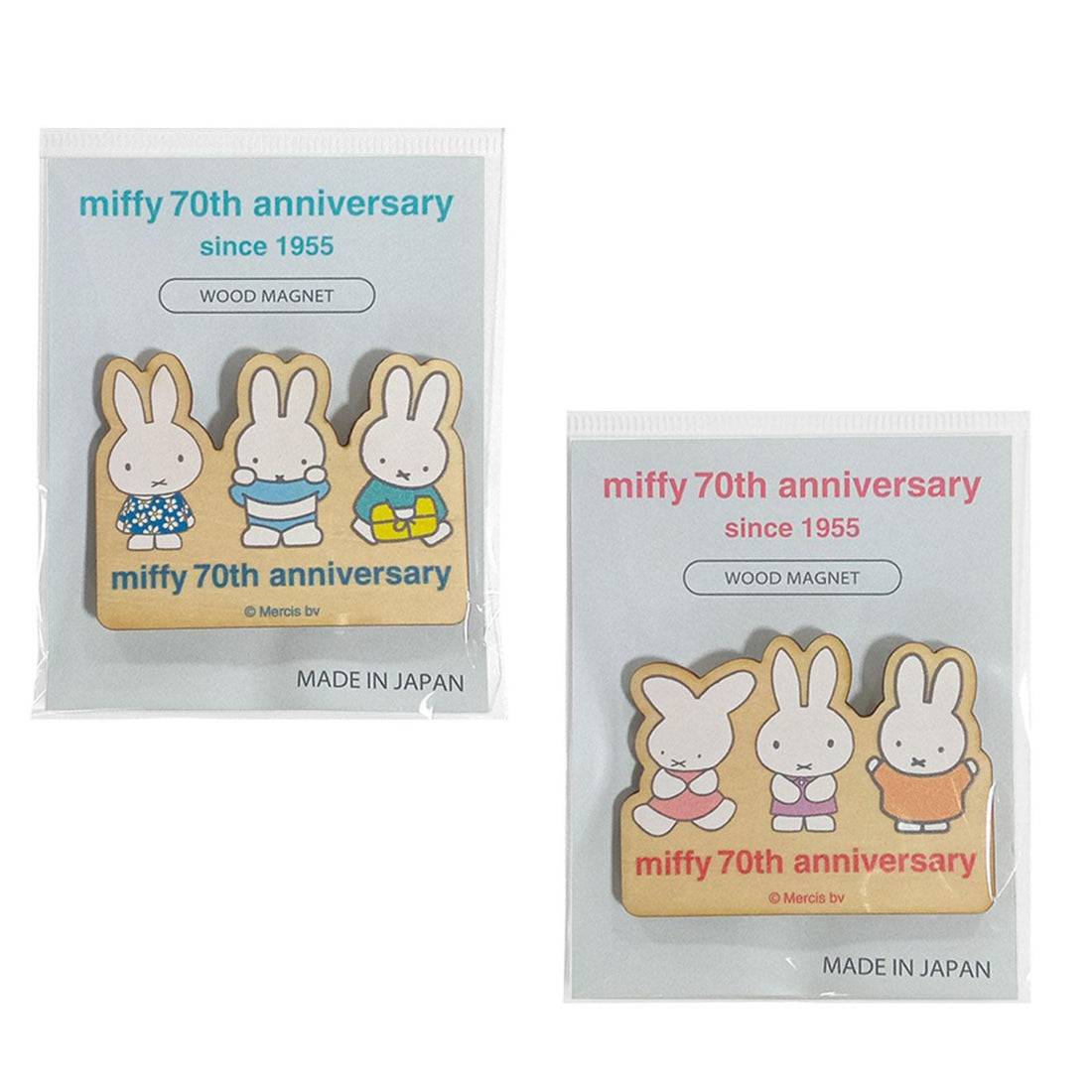 Miffy｜70th Anniversary Wood Magnet｜62×46×8mm approx.