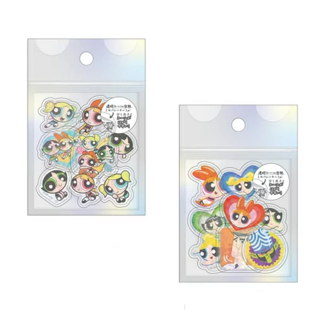 Powerpuff Girls|Aurora Hologram Clear Flake Stickers|H42 x W85 x D30mm approx.