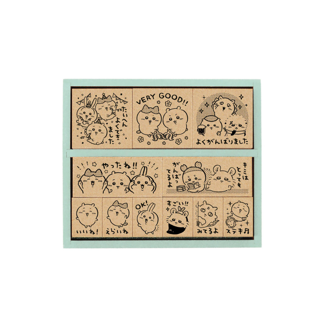 Chiikawa｜Wooden Reward Stamp Set (Party)｜102 × 104 × 35mm approx.