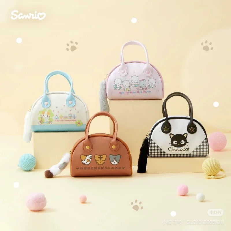 Sanrio｜Mini Boston Pouch Cat Club Noraneko Land｜17.5 x 17.0 x 7.0cm approx.