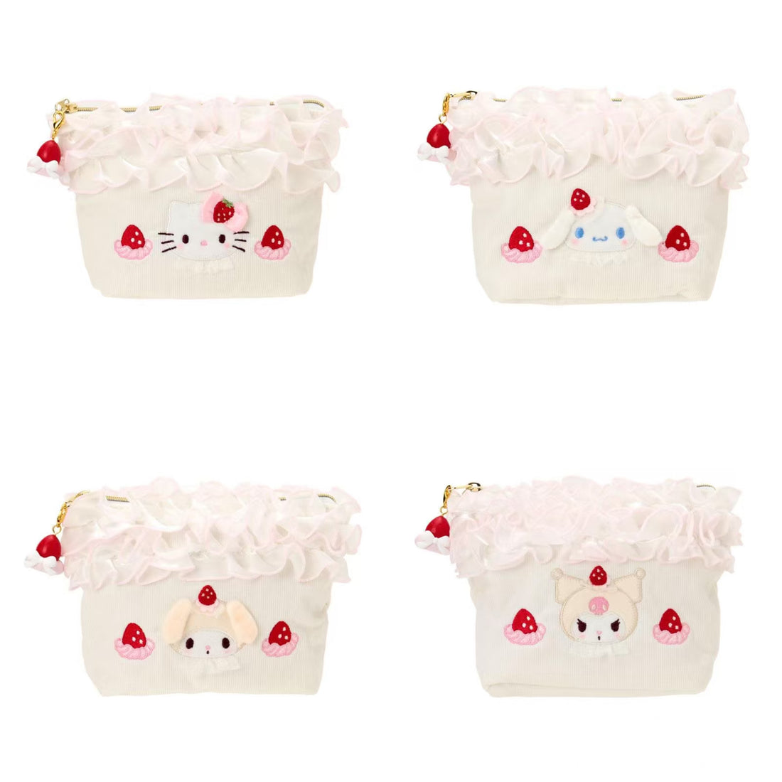 Sanrio｜Strawberry Whipped Cake Frill Cosmetic Pouch｜17×6×12cm approx.