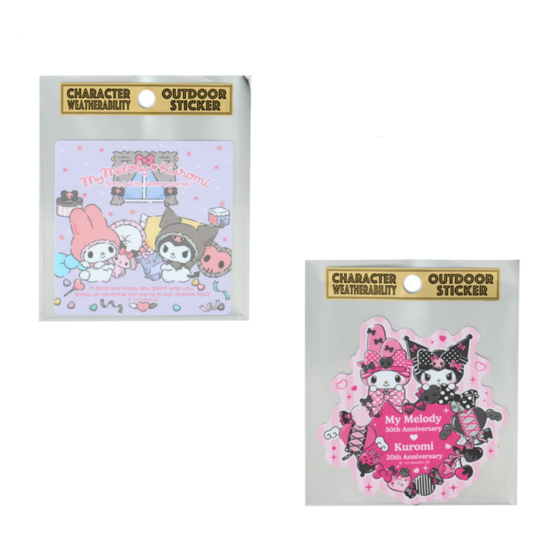 Sanrio｜Outdoor Sticker - My Melody 50th Anniversary &amp; Kuromi 20th Anniversary Angel｜9.2×0.1×9.2cm approx.