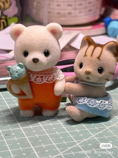SylvanianFamilies森贝儿家族｜Striped Cat Twins三纹猫宝宝双胞胎推车套组/玩具/过家家