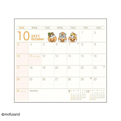 mofusand｜Hyokkori Schedule Calendar 2027｜135×237mm approx.
