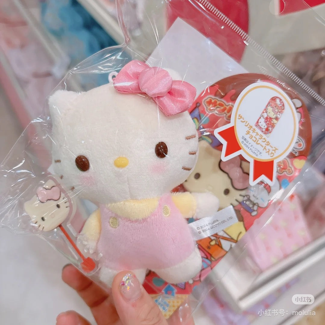 Sanrio三丽鸥｜Fujiya Chocolate Bar &amp; Mascot Holder不二家联名巧克力棒毛绒玩偶挂件/包挂｜约9×5×11cm