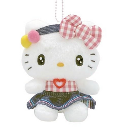 Sanrio｜Gingham Denim Mascot Holder /Plush Keychain｜14×10.5×7.5cm approx.