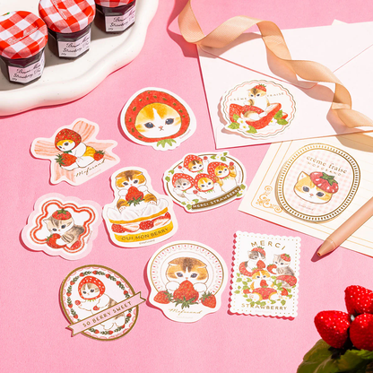 Mofusand｜Merci Strawberry Smartphone-sized Foil-Stamped Sticker｜H75×W65mm approx.