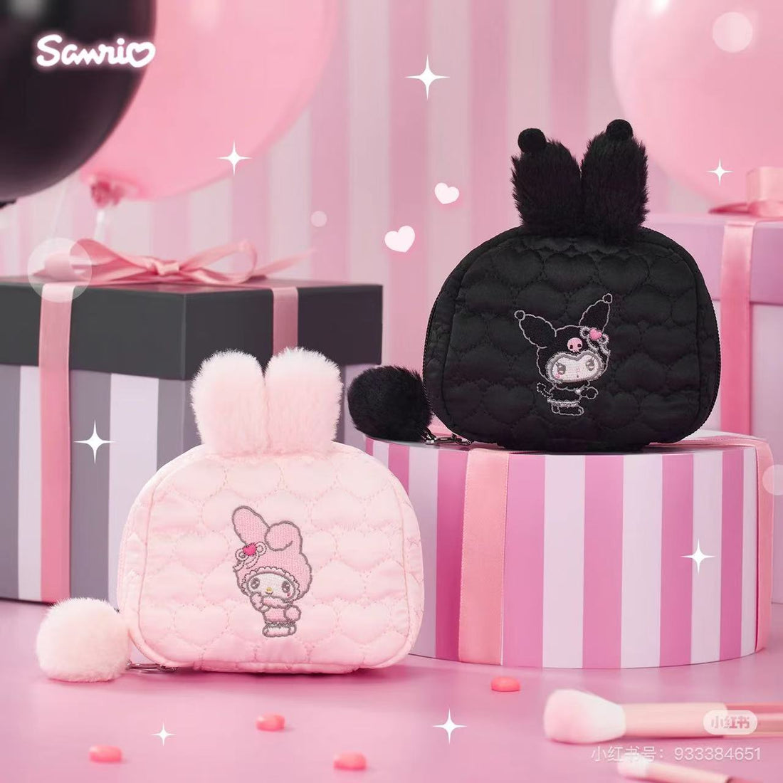 Sanrio｜Kuromi &amp; My Melody : Melousa Romiusa Pouch｜12×5×10cm approx.