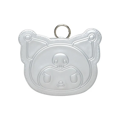 Sanrio三丽鸥｜ Face-shaped Pouch Monotone黑白印象千鸟格系列可爱角色爱心拉链脸型皮质感零钱包挂件/包挂/里面也有可爱图案｜约14.5×4×12.7cm
