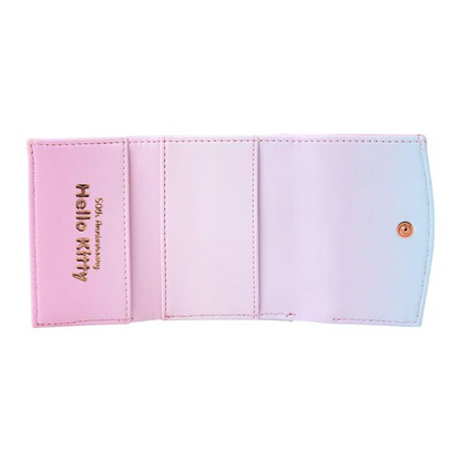 HelloKitty凯蒂猫｜ Mini Wallet Birthday 50th The Fashionable Ribbons Sanrio50周年生日限定PU皮质感水钻蝴蝶结彩虹渐变菱格纹迷你零钱包/卡包/蝴蝶结拉链头｜约W9.8×D2×H8cm