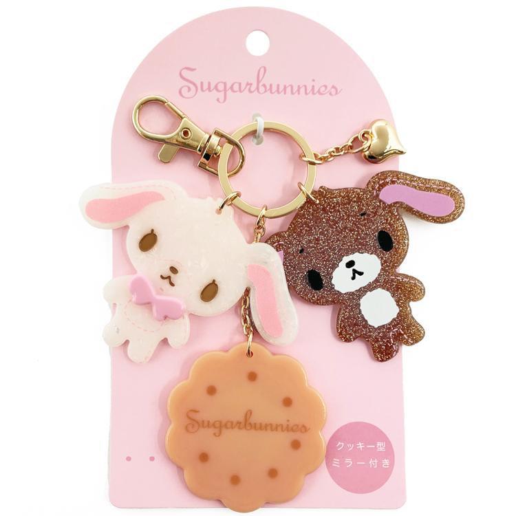 Sanrio｜Sugarbunnies Glitter Pearl Marble Acrylic Keychain Bag Charm with Mirror｜7.5×0.5×5.5cm approx.