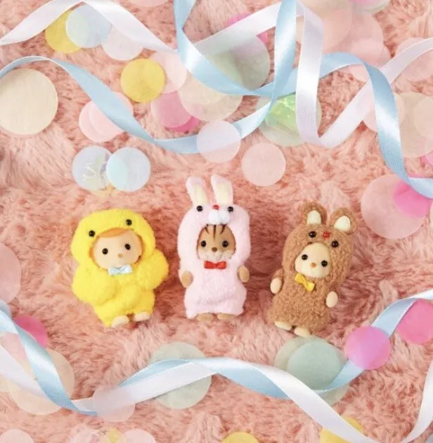 SylvanianFamilies森贝儿家族｜Baby Trio Mascot Costume动物睡衣变装三小只站宝套组