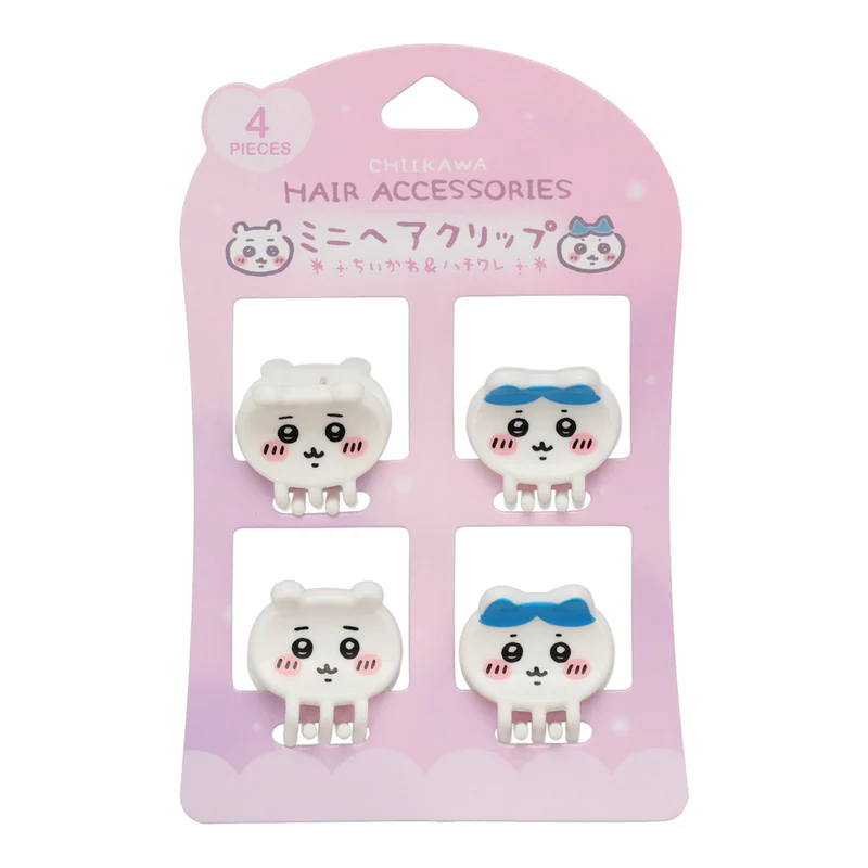 Chiikawa 吉伊卡哇｜Mini Hair Clip 4pcs可爱角色脸型树脂抓夹/发夹/刘海夹｜4枚入