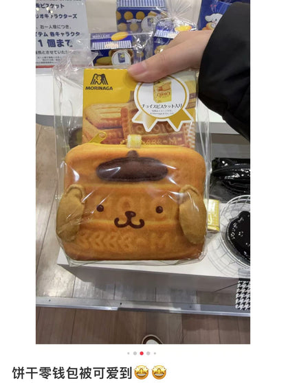 Sanrio三丽鸥｜Morinaga × Sanrio Collaboration Biscuit &amp; Pouch森永联名饼干+饼干造型零钱包挂件/正反面都可爱｜约幅11×奥行4×高さ11cm【25.07】